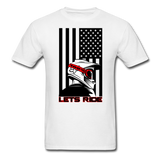 MX ATV American Flag Lets Ride Graphic Tee; offroad - white