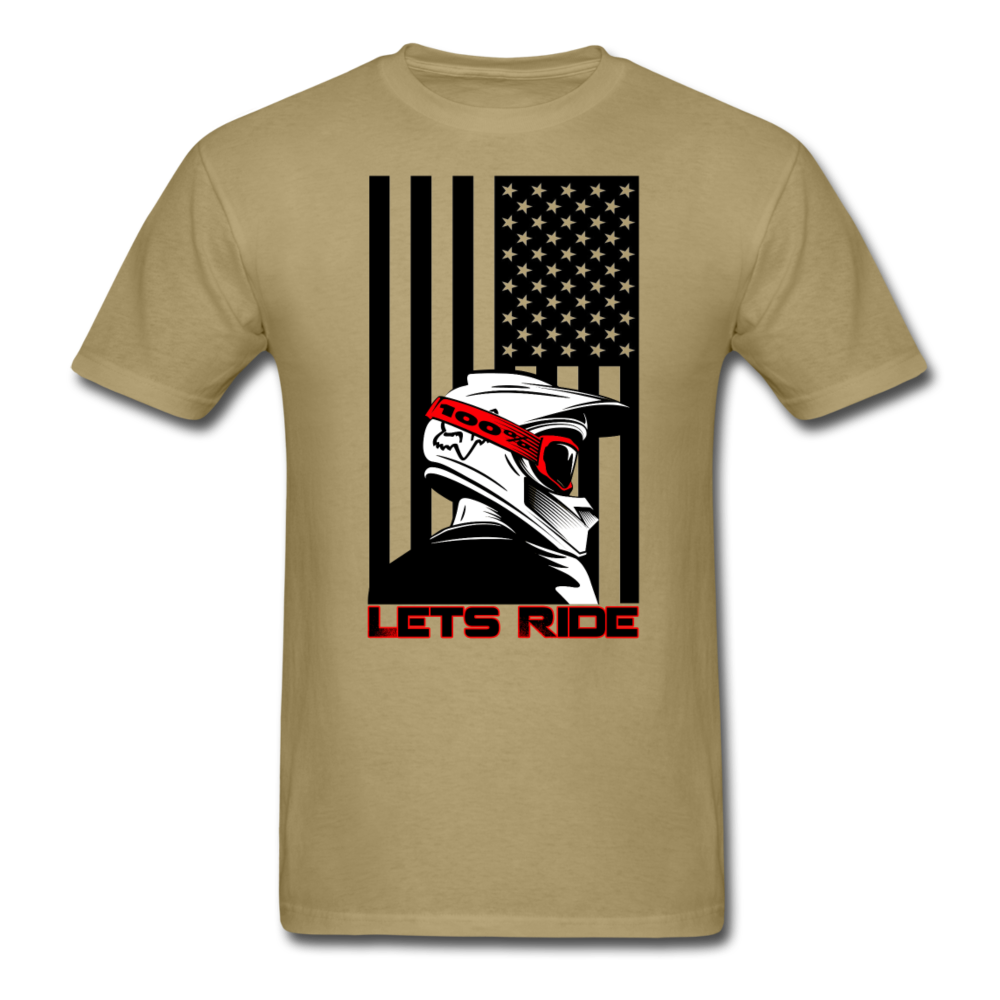 MX ATV American Flag Lets Ride Graphic Tee; offroad - khaki