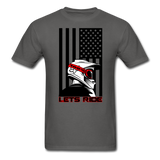 MX ATV American Flag Lets Ride Graphic Tee; offroad - charcoal