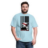 MX ATV American Flag Lets Ride Graphic Tee; offroad - powder blue