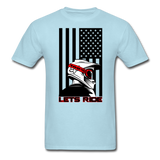 MX ATV American Flag Lets Ride Graphic Tee; offroad - powder blue