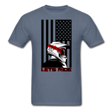 MX ATV American Flag Lets Ride Graphic Tee; offroad - denim