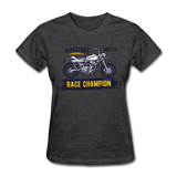 Women's Custom Vintage Mx Racing Graphic T-Shirt; Supercross Fox Racing - heather black