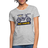 Women's Custom Vintage Mx Racing Graphic T-Shirt; Supercross Fox Racing - heather gray