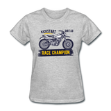 Women's Custom Vintage Mx Racing Graphic T-Shirt; Supercross Fox Racing - heather gray