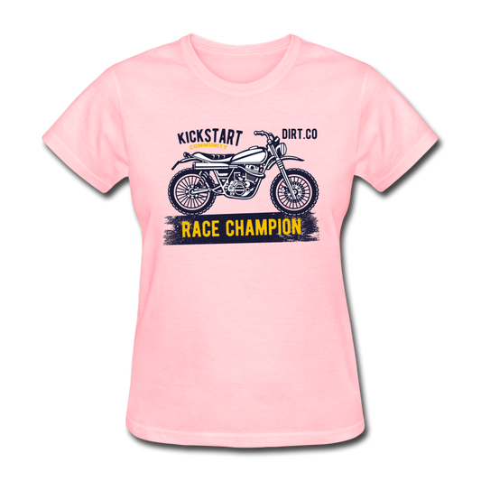 Women's Custom Vintage Mx Racing Graphic T-Shirt; Supercross Fox Racing - pink