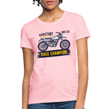 Women's Custom Vintage Mx Racing Graphic T-Shirt; Supercross Fox Racing - pink