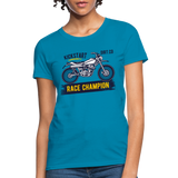 Women's Custom Vintage Mx Racing Graphic T-Shirt; Supercross Fox Racing - turquoise