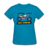 Women's Custom Vintage Mx Racing Graphic T-Shirt; Supercross Fox Racing - turquoise