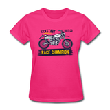 Women's Custom Vintage Mx Racing Graphic T-Shirt; Supercross Fox Racing - fuchsia