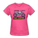 Women's Custom Vintage Mx Racing Graphic T-Shirt; Supercross Fox Racing - heather pink