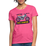 Women's Custom Vintage Mx Racing Graphic T-Shirt; Supercross Fox Racing - heather pink