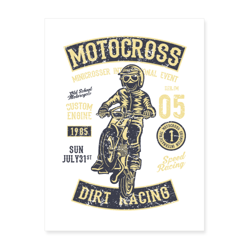 Custom Vintage Motocross Poster 18x24 - white
