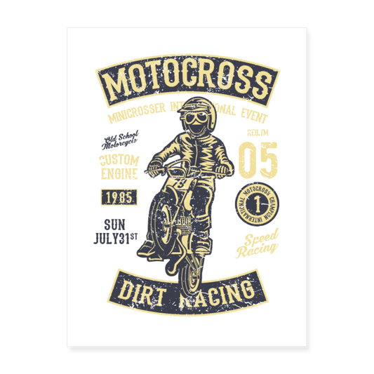 Custom Vintage Motocross Poster 18x24 - white