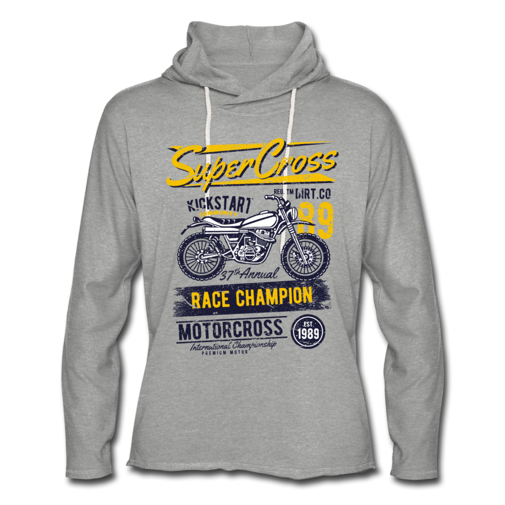 Vintage MX Super Cross Racing Lightweight Terry Hoodie - heather gray