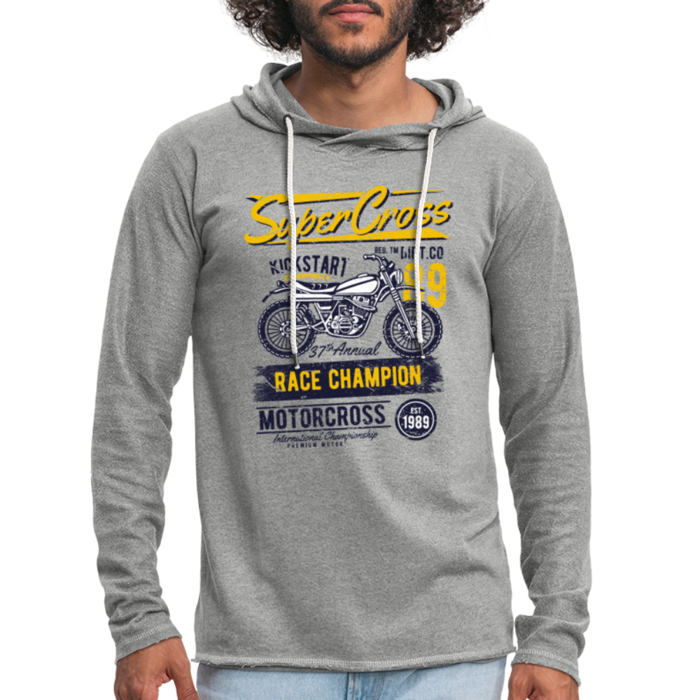 Vintage MX Super Cross Racing Lightweight Terry Hoodie - heather gray