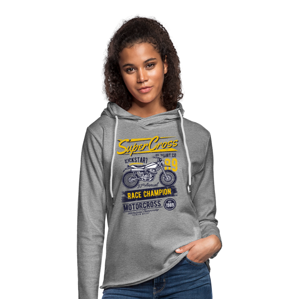 Vintage MX Super Cross Racing Lightweight Terry Hoodie - heather gray