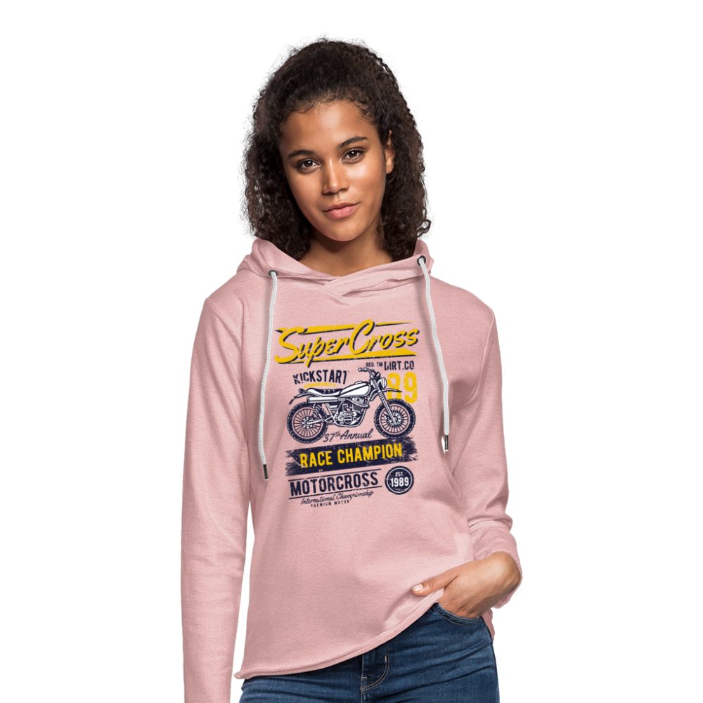 Vintage MX Super Cross Racing Lightweight Terry Hoodie - cream heather pink