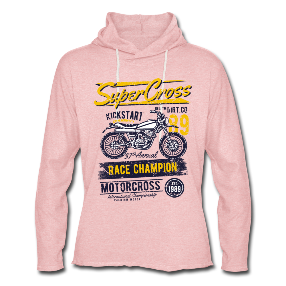 Vintage MX Super Cross Racing Lightweight Terry Hoodie - cream heather pink