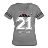 Women’s Born To Ride Graphic Varsity Tee; UTV, ATV, MX - heather gray/charcoal