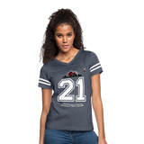 Women’s Born To Ride Graphic Varsity Tee; UTV, ATV, MX - vintage navy/white
