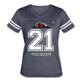 Women’s Born To Ride Graphic Varsity Tee; UTV, ATV, MX - vintage navy/white