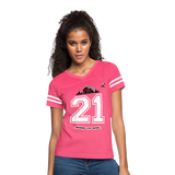 Women’s Born To Ride Graphic Varsity Tee; UTV, ATV, MX - vintage pink/white
