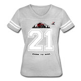 Women’s Born To Ride Graphic Varsity Tee; UTV, ATV, MX - heather gray/white