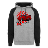 Custom JDM R34 Skyline Tuner Graphic Colorblock Hoodie - heather gray/black