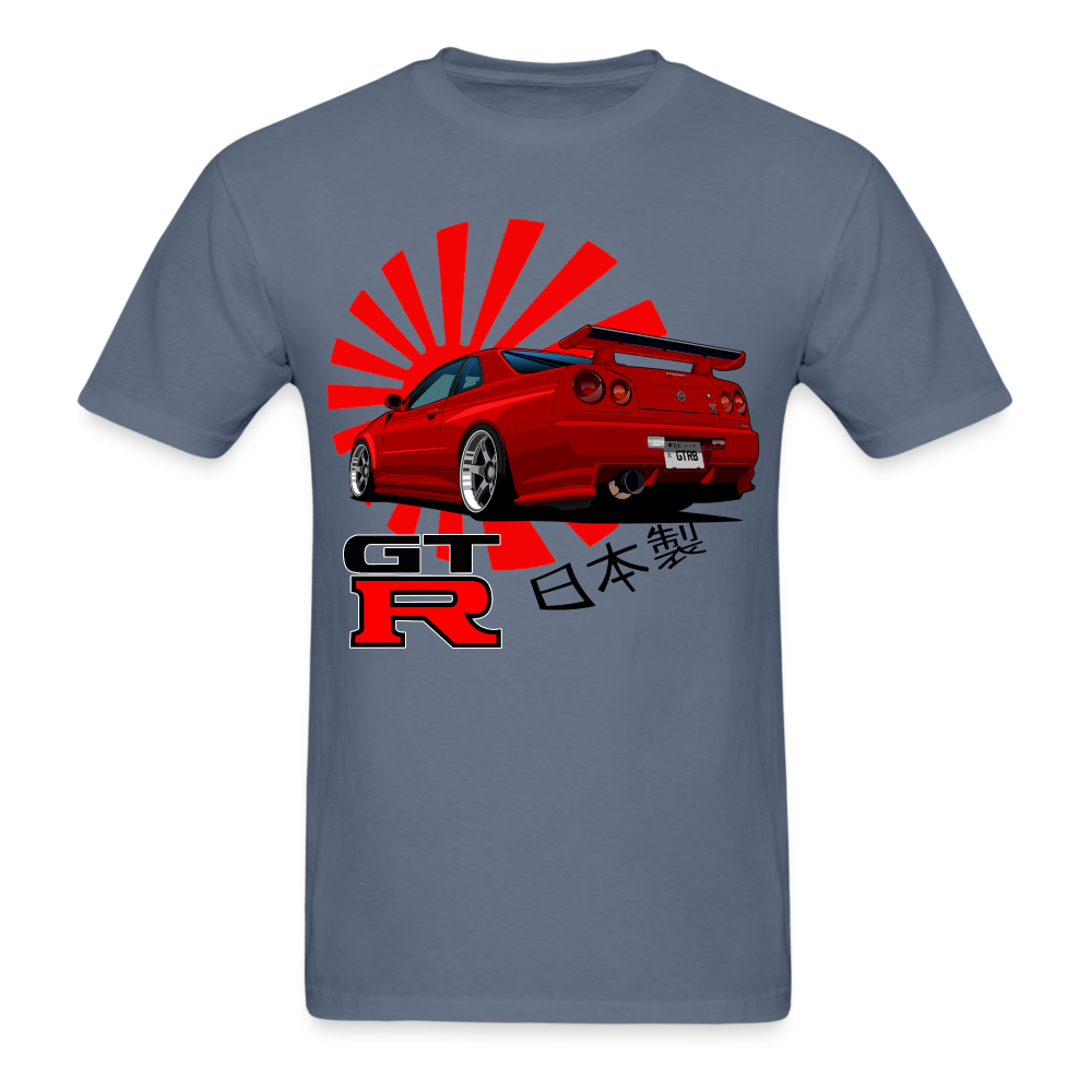 Custom JDM Tuner Nissan GTR R34 Skyline Graphic Tee - denim