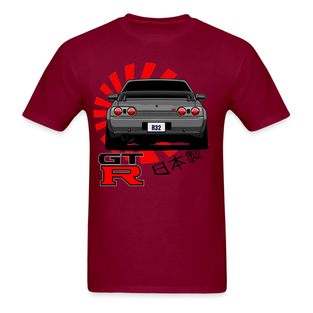 Custom JDM Tuner Nissan GTR R32 Skyline Graphic Tee - burgundy