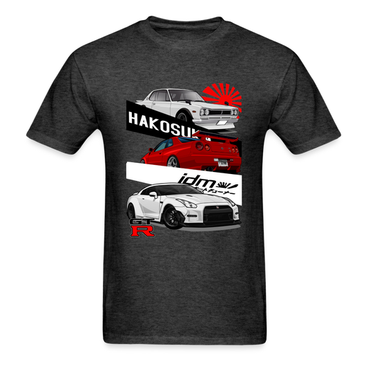 Custom JDM Tuner Nissan GTR R29, R34, R35 History Graphic Tee - heather black