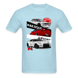 Custom JDM Tuner Nissan GTR R29, R34, R35 History Graphic Tee - powder blue