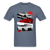 Custom JDM Tuner Nissan GTR R29, R34, R35 History Graphic Tee - denim