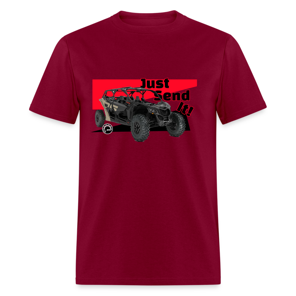 Just Send It SxS Custom Graphic Tee; RZR, Talon, KRX, Can-am, - burgundy