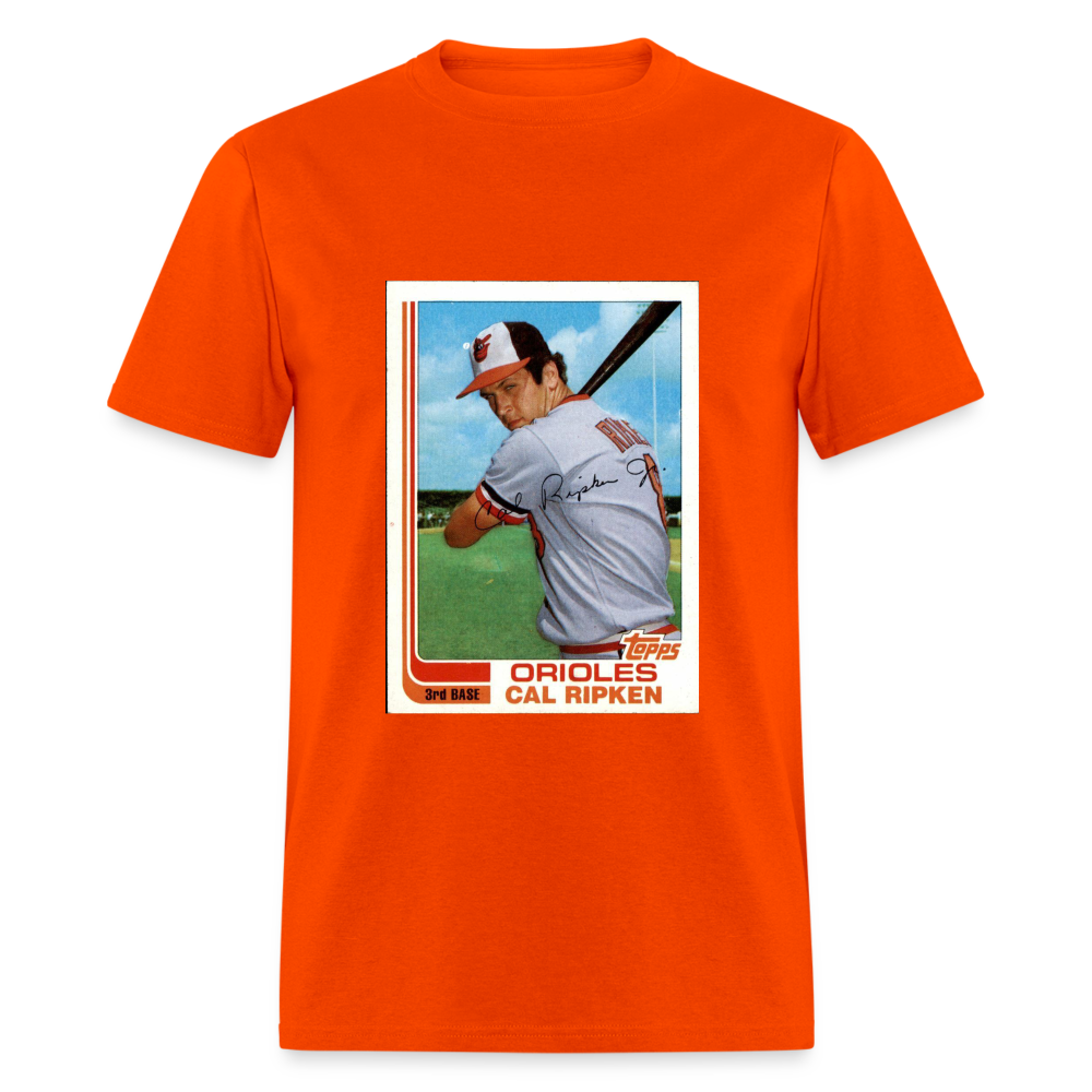 Custom 1982 Topps Cal Ripken Jr. Rookie Card Graphic Tee - orange