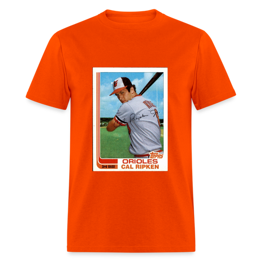 Custom 1982 Topps Cal Ripken Jr. Rookie Card Graphic Tee - orange