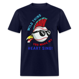 Classic Major League Mens Graphic Tee: Wild Thing, Jobu, Indians, Cleveland - navy