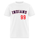 Classic Major League Mens Graphic Jersey Tee: Wild Thing, Jobu, Indians, Cleveland - white