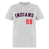 Classic Major League Mens Graphic Jersey Tee: Wild Thing, Jobu, Indians, Cleveland - heather gray